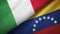 Italy and Venezuela two flags textile cloth, fabric texture