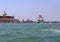 Italy Venice Cruise ship driven by the tugboat on the Giudecca C