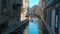 Italy, Venice, February 2019. Lovely traditional narrow canal street in Venice.