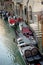 Italy, Venice, Gondola, HIGH ANGLE VIEW OF BOATS MOORED IN CANAL