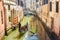 Italy. Venice. Gondola on the picturesque canals in Venice