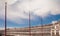 Italy, Venice, Piazza St. Mark\'s, flagpoles on sky background