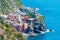 Italy, Vernazza, View of the coast of Vernazza
