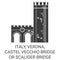 Italy, Verona, Castel Vecchio Bridge Or Scaliger Bridge travel landmark vector illustration