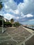 Italy : View of Salerno seafront, July 2019.