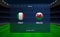 Italy vs Wales football scoreboard. Broadcast graphic soccer