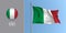 Italy waving flag on flagpole and round icon vector illustration