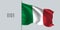 Italy waving flag on flagpole vector illustration