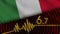Italy Wavy Fabric Flag, 6.7 Earthquake, Breaking News, Disaster Concept