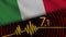 Italy Wavy Fabric Flag, 7.1 Earthquake, Breaking News, Disaster Concept