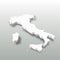 Italy - white 3D silhouette map of country area with dropped shadow on grey background. Simple flat vector illustration