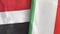 Italy and Yemen two flags textile cloth 3D rendering