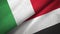 Italy and Yemen two flags textile cloth, fabric texture