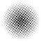 Item halftone circle, on a white background. Vector illustration for your design.