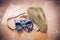 Items WWII: George Ribbon, forage cap, binoculars