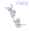 Ithaca island in Greece vector map silhouette illustration isolated on white