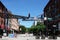 ITHACA, NEW YORK - 17 JUNE 2021: Ithaca Commons, a two-block pedestrian mall in the business improvement district known as