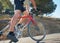 Its been a long uphill. Cropped shot of a cyclist riding uphill on a rural road.