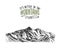 Its better in the mountains sign in vintage, old hand drawn, sketch, or engraved style. modern looking mountain peak as