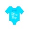 Its a boy calligraphy hand lettering on blue baby onesie. Gender reveal sign. Baby shower decorations. Vector template