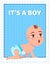 Its a Boy Poster with Toddler Infant Diaper Crawls