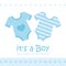 Its a boy welcome greeting card for childbirth with bodysuit