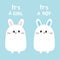 Its a girl boy. Two cute twin bunny rabbit set. Hare head couple family icon. Cute cartoon funny smiling character set. Blue backg