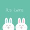 Its twins Two cute twin bunny rabbit. Hare head couple family icon. Cute cartoon funny smiling character set. Green background. Is