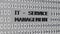 ITSM Information Technology Service Management concept - grey lettering integrated into a binary code screen made of white digits