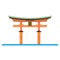 Itsukushima Shrine Torii flat design vector Icon