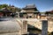 Itsukushima Shrine Treasure Hall, temple and stone bridge, Japan