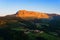 Itxina mountain with Zaloa and Urigoiti villages at sunset