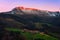 Itxina mountain with Zaloa and Urigoiti villages at sunset