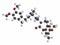 Ivabradine angina pectoris drug molecule. Atoms are represented as spheres with conventional color coding: hydrogen (white),