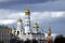 Ivan the Great Bell Tower, Spasskaya Tower and Orthodox churches with golden cupolas in Kremlin