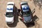 Ivanovo, Russia, may 10, 2020, two police cars on the street view from above, editorial