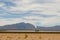 Ivanpah Solar Electric Generating System, solar thermal plant in the Mojave Desert, CA.  View from a driving car