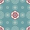 Ivory and Deep Red Flowers on a Light Greenish-Blue Background