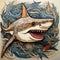 Ivory And Ivory Shark: Detailed Expressionism Wall Art Inspired By Mark Brooks