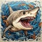 Ivory Shark: Detailed Expressionism Wall Art With Intricate Composition