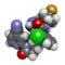 Ivosidenib cancer drug molecule. 3D rendering. Atoms are represe