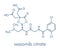 Ixazomib citrate multiple myeloma drug molecule proteasome inhibitor. Skeletal formula.