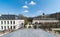 Ixelles, Brussels - Belgium -Panoramic ultra wide view over the park and site of the La Cambre Abbey during a sunny spring day