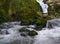 Ixkier ur-jauzia. Ixkier waterfall on the Plazaola greenway, Mugiro, Navarra