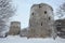 Izborsk Fortress near Pskov, Russia. Russian winter.