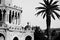 Izmir. Historical clock tower under cloudy sky