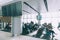 Izmir, Turkey - 19 May 2019: Group of business people waiting at airport gate in Izmir International Airport for departure