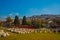 IZMIR, TURKEY: View of the ancient ruins of the Agora and the old town and fortress in Izmir.