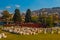 IZMIR, TURKEY: View of the ancient ruins of the Agora and the old town and fortress in Izmir.