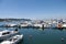 IZOLA, SLOVENIA - JULY 16, 2020: Marina Izola-valobran. Yachts parked at pier. Adriatic sea. Izola, Slovenia